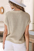 Pale Khaki Patch Pocket Short Sleeve Sweater